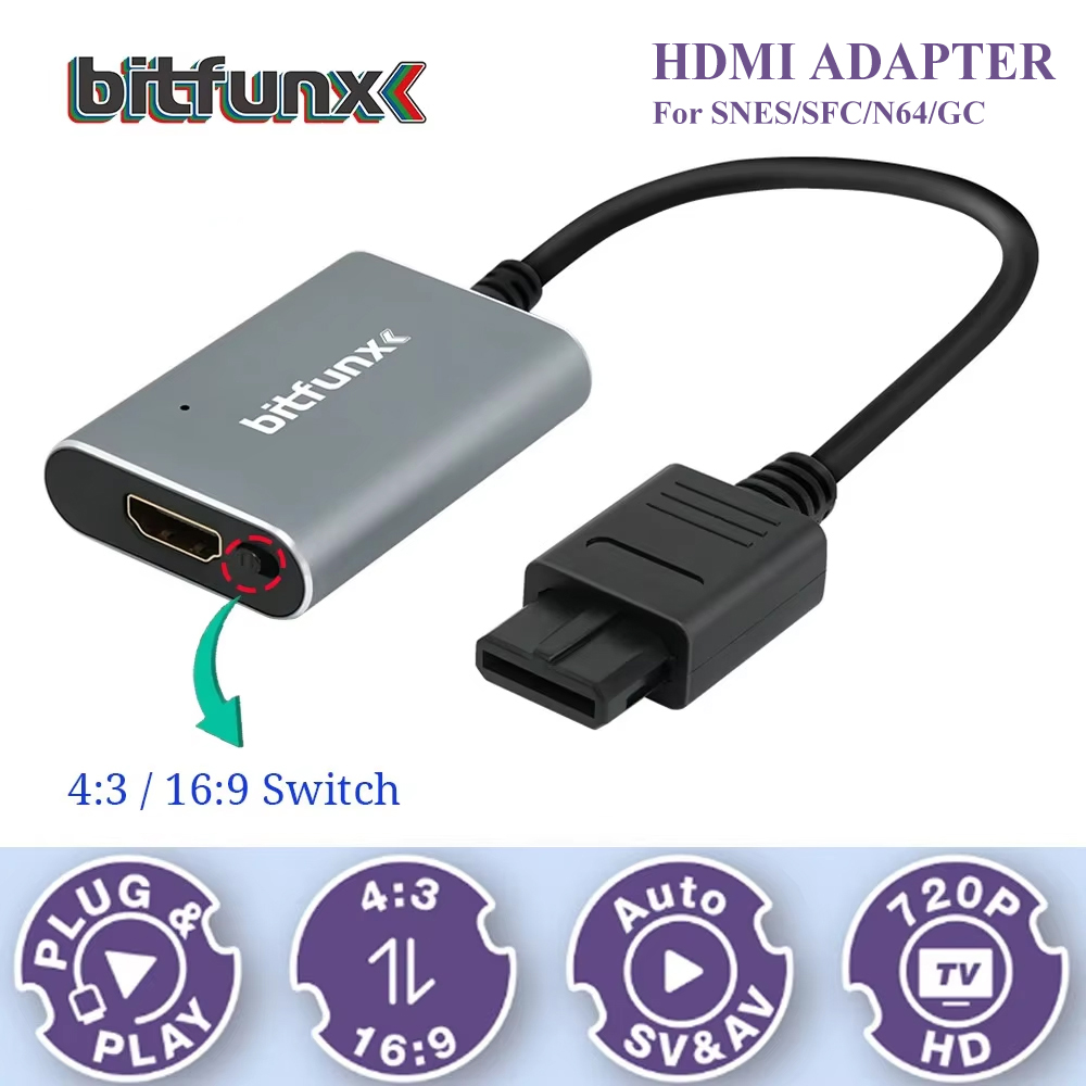 Retro Gaming Emulator - Adaptador Bitfunx 720P Svideo / AV